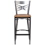 Flash Furniture HERCULES Series Traditional Metal X-Back Barstool, Clear Coat/Natural Wood, 2-Pieces/Pack (2XU6F8BCLBNATW)~#|#~sp155519305_sc7