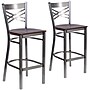 Flash Furniture HERCULES Series Traditional Metal X-Back Barstool, Clear Coat/Walnut Wood, 2-Pieces/Pack (2XU6F8BCLBWALW)~#|#~sp155519306_sc7