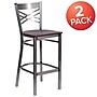 Flash Furniture HERCULES Series Traditional Metal X-Back Barstool, Clear Coat/Walnut Wood, 2-Pieces/Pack (2XU6F8BCLBWALW)~#|#~sp155519310_sc7