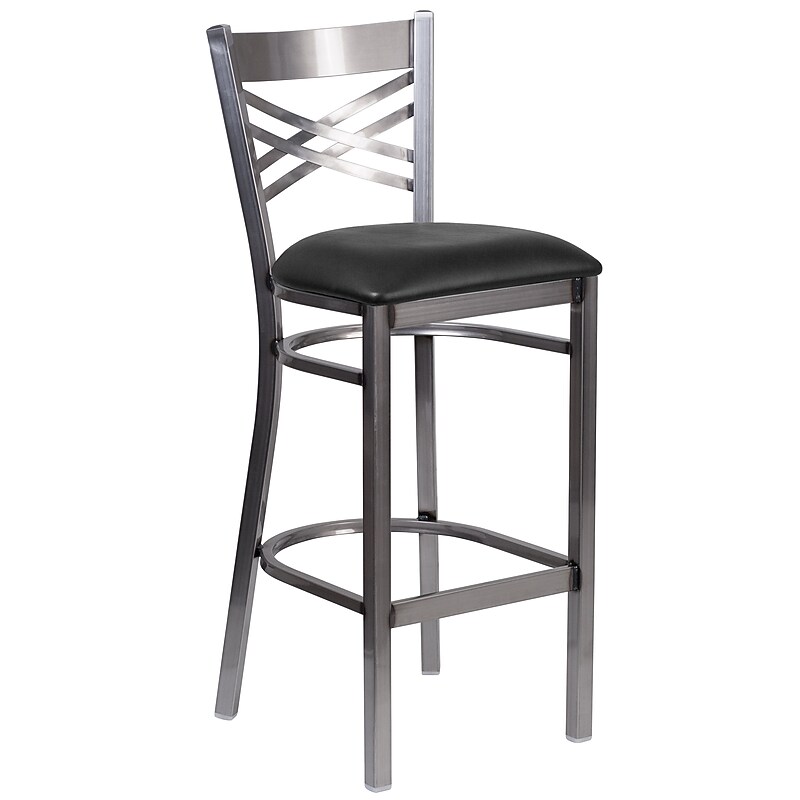Flash Furniture Traditional Vinyl Restaurant Barstool with Back, Black (XU6F8BCLBARBLKV) image 1
