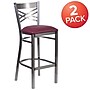 Flash Furniture HERCULES Series Traditional Metal X-Back Barstool, Clear Coat/Burgundy, 2-Pieces/Pack (2XU6F8BCLBBURV)~#|#~sp155519364_sc7