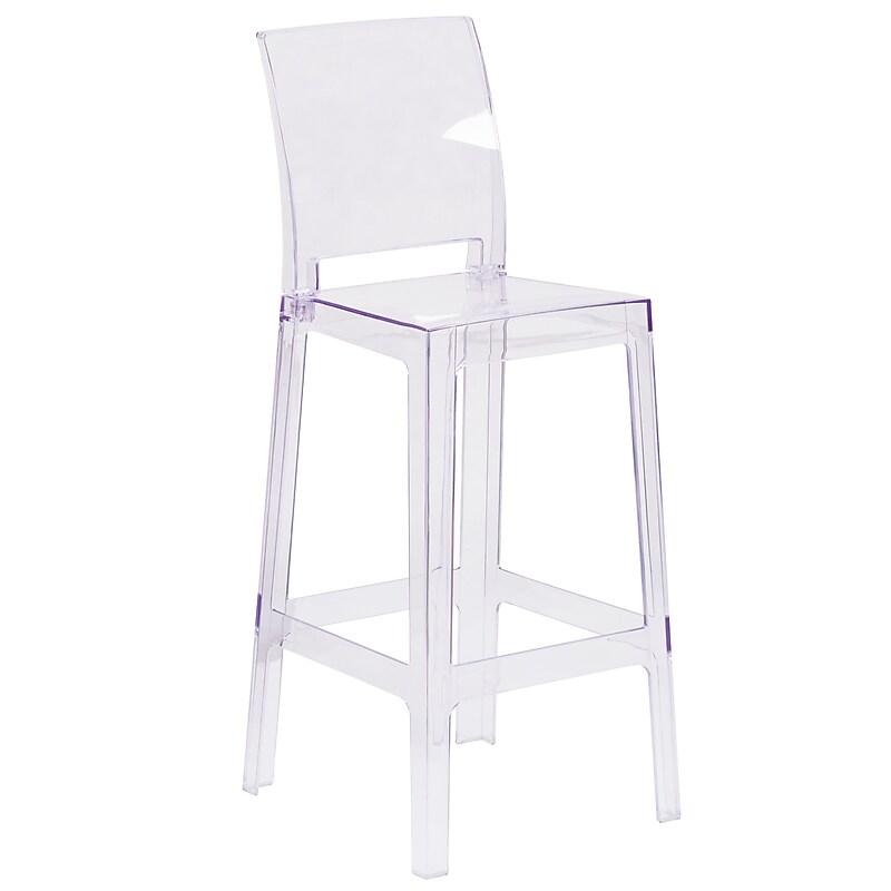 Flash Furniture Ghost Barstool in Transparent Crystal with Square Back (OWSQUAREBACK29) image 1