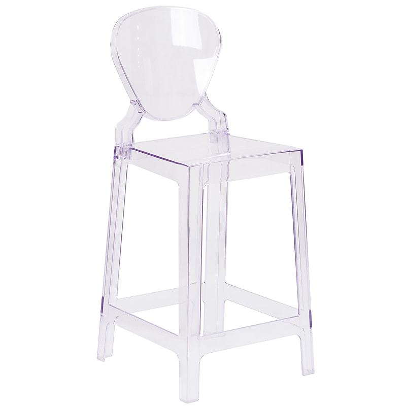 Flash Furniture Ghost Counter Stool in Transparent Crystal with Tear Back (OWTEARBACK24) image 1