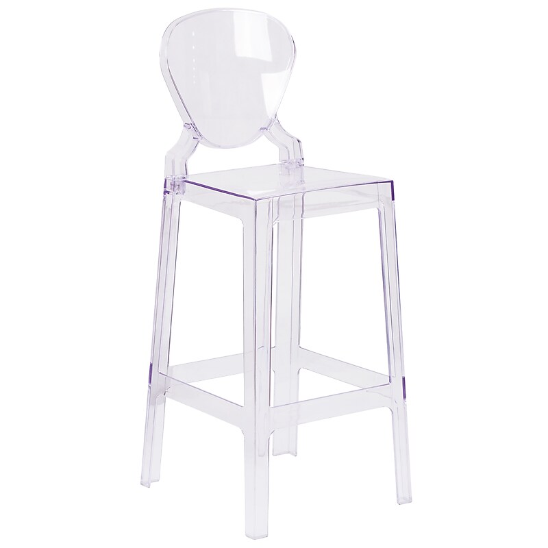 Flash Furniture Ghost Barstool in Transparent Crystal with Tear Back (OWTEARBACK29) image 1