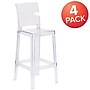 Flash Furniture Ghost Barstool in Transparent Crystal with Square Back, 4/Pack (4OWSQUAREBACK29)~#|#~sp155519503_sc7