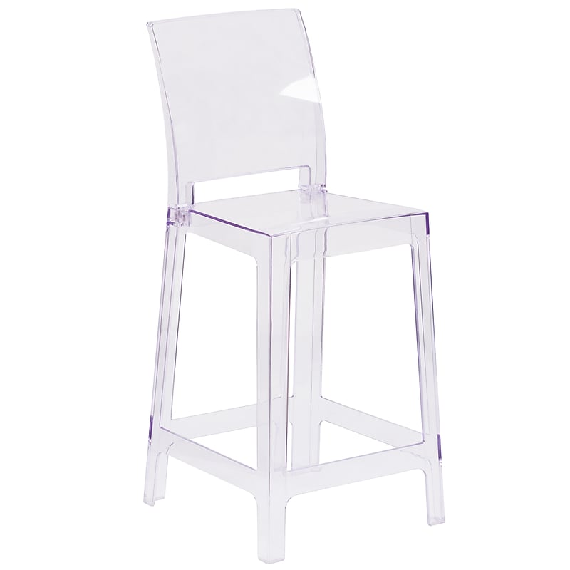 Flash Furniture Ghost Counter Stool in Transparent Crystal with Square Back (OWSQUAREBACK24) image 1