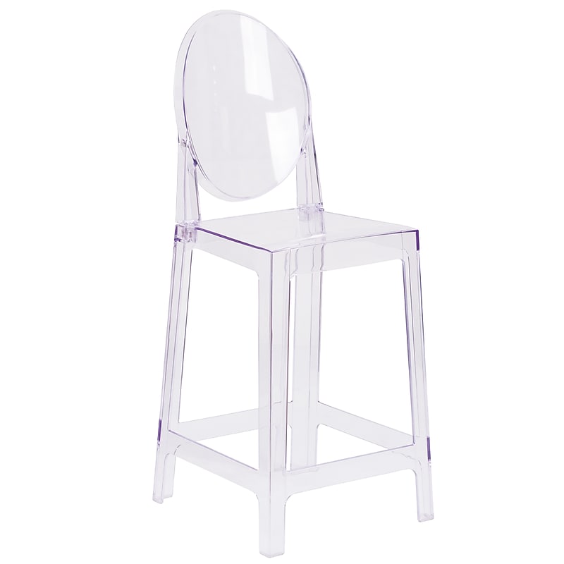 Flash Furniture Ghost Counter Stool in Transparent Crystal with Oval Back (OWGHOSTBACK24) image 1
