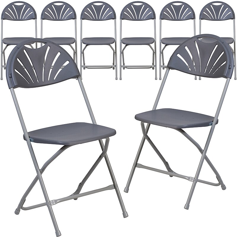 Flash Furniture HERCULES Series 800 Plastic Fan Back Folding Chair, 8/Pack (8LEL4CH) image 1