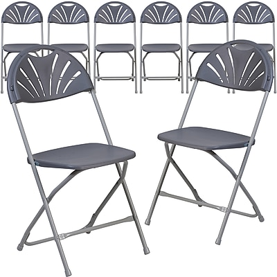 Flash Furniture HERCULES Series 800 lb. Capacity Plastic Fan Back Folding Chair, Charcoal, 8/Pack (8LEL4CH) Simolary simolary.com
