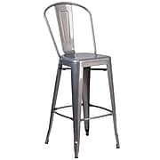Flash Furniture Contemporary Metal Restaurant Barstool with Back, Clear Coated (XUDGTP001B30)
