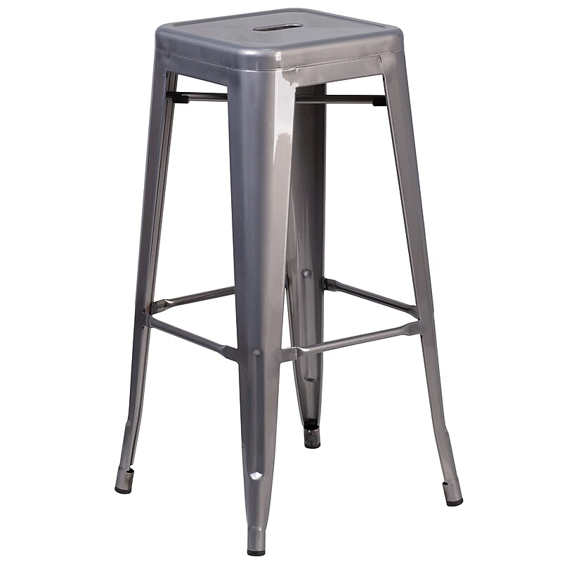 Flash Furniture Lincoln Contemporary Metal Bar Stool without Back, Clear Coated (XUDGTP000430) image 1