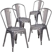 Flash Furniture Contemporary Metal Side Dining Chair, Gray (4XUDGTP001)