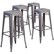 Flash Furniture Contemporary Metal Restaurant Barstool, Clear Coated, 4-Pieces (4XUDGTP000430)