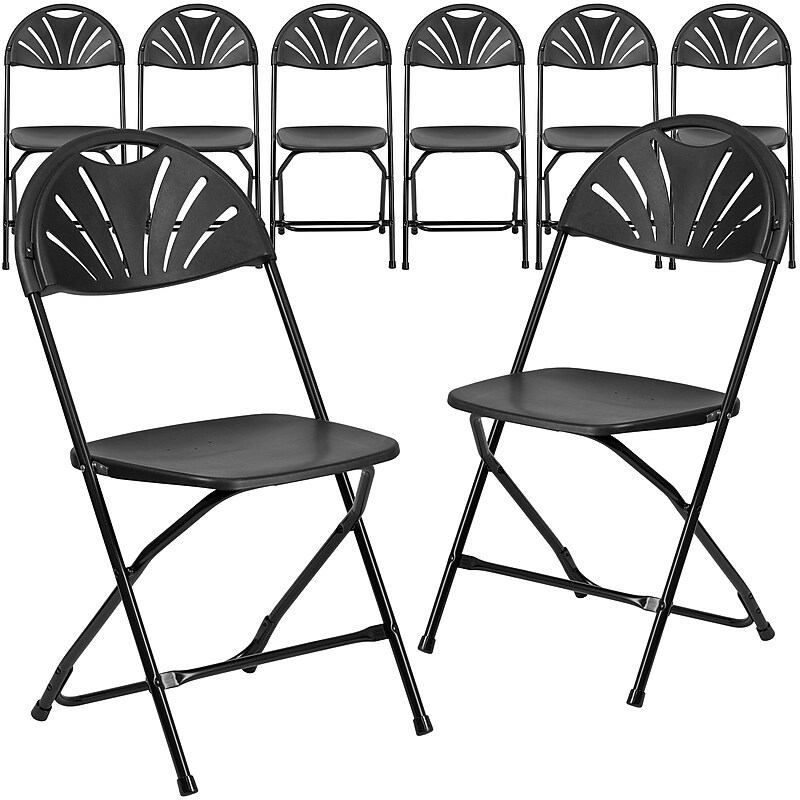 Flash Furniture HERCULES Series 800 lb. Capacity Plastic Fan Back Folding Chair 8/Pack (8LEL4BK) image 1