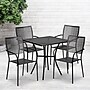 Flash Furniture Oia Indoor-Outdoor 28" Square Steel Patio Table Set with 4 Square Back Chairs, Black (CO28SQ02CHR4BK)~#|#~sp155524482_sc7
