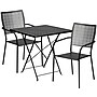 Flash Furniture Oia Indoor-Outdoor 28" Square Steel Folding Patio Table Set with 2 Square Back Chairs, Black (CO28SQF02CHR2BK)~#|#~sp155524502_sc7