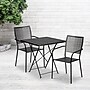 Flash Furniture Oia Indoor-Outdoor 28" Square Steel Folding Patio Table Set with 2 Square Back Chairs, Black (CO28SQF02CHR2BK)~#|#~sp155524503_sc7