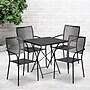 Flash Furniture Oia Indoor-Outdoor 28" Square Steel Folding Patio Table Set with 4 Square Back Chairs, Black (CO28SQF02CHR4BK)~#|#~sp155524508_sc7