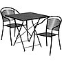 Flash Furniture Oia Indoor-Outdoor 28" Square Steel Folding Patio Table Set with 2 Round Back Chairs, Black (CO28SQF03CHR2BK)~#|#~sp155524518_sc7