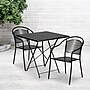 Flash Furniture Oia Indoor-Outdoor 28" Square Steel Folding Patio Table Set with 2 Round Back Chairs, Black (CO28SQF03CHR2BK)~#|#~sp155524519_sc7