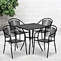 Flash Furniture Oia Indoor-Outdoor 28" Square Steel Patio Table Set with 4 Round Back Chairs, Black (CO28SQ03CHR4BK)~#|#~sp155524529_sc7