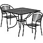 Flash Furniture Oia Indoor-Outdoor 35.5" Square Steel Patio Table Set with 2 Round Back Chairs, Black (CO35SQ03CHR2BK)~#|#~sp155524540_sc7