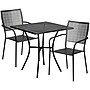 Flash Furniture Oia Indoor-Outdoor 28" Square Steel Patio Table Set with 2 Square Back Chairs, Black (CO28SQ02CHR2BK)~#|#~sp155524564_sc7