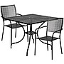 Flash Furniture Oia Indoor-Outdoor 35.5" Square Steel Patio Table Set with 2 Square Back Chairs, Black (CO35SQ02CHR2BK)~#|#~sp155524585_sc7