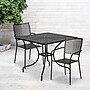 Flash Furniture Oia Indoor-Outdoor 35.5" Square Steel Patio Table Set with 2 Square Back Chairs, Black (CO35SQ02CHR2BK)~#|#~sp155524587_sc7