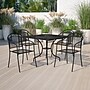 Flash Furniture Oia Indoor-Outdoor 35.5" Square Steel Patio Table Set with 4 Round Back Chairs, Black (CO35SQ03CHR4BK)~#|#~sp155524629_sc7