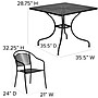 Flash Furniture Oia Indoor-Outdoor 35.5" Square Steel Patio Table Set with 4 Round Back Chairs, Black (CO35SQ03CHR4BK)~#|#~sp155524632_sc7