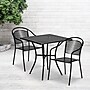 Flash Furniture Oia Indoor-Outdoor 28" Square Steel Patio Table Set with 2 Round Back Chairs, Black (CO28SQ03CHR2BK)~#|#~sp155524643_sc7