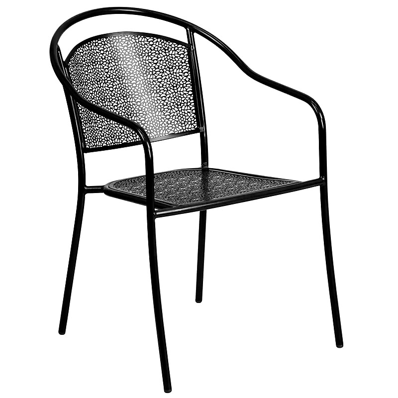 Flash Furniture Black Steel Patio Arm Chair (CO3BK) image 1
