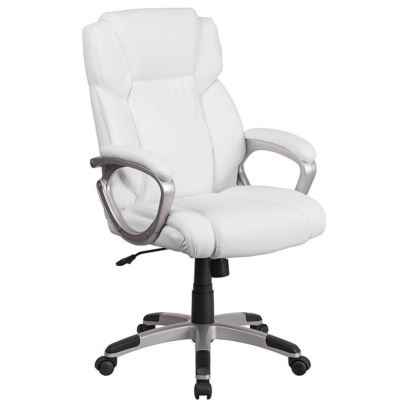 Flash Furniture Carolyn LeatherSoft Swivel Mid-Back Executive Office Chair, White (GO2236MWH) image 1