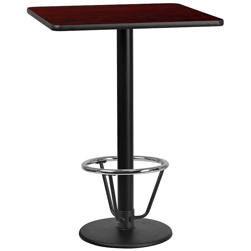 Flash Furniture Square Laminate Table Top with Round Base, 30" x 30", Mahogany (XUMA3030TR18B3F) image 1