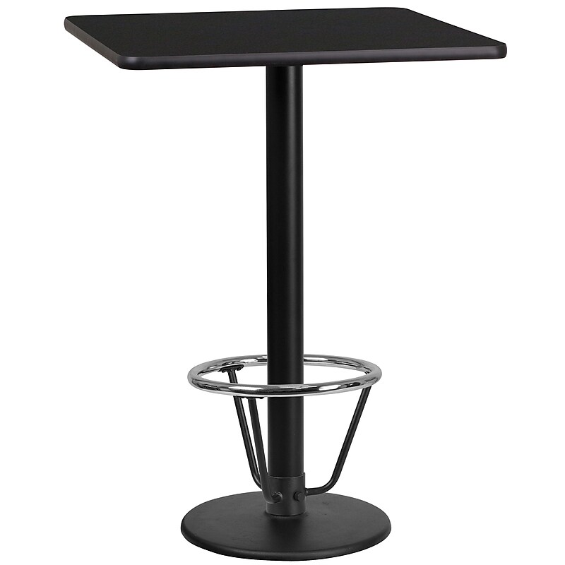 Flash Furniture 24" Laminate Square Table-Round Base, Black (XUBK2424TR18B3F) image 1