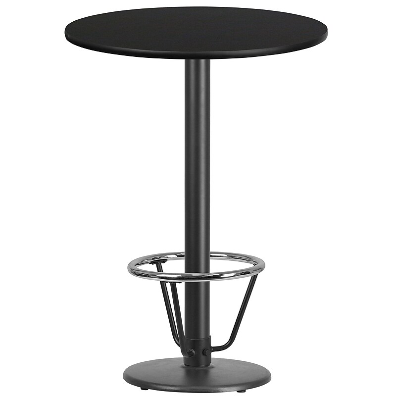 Flash Furniture 30" Round Laminate Table Top with Round Base, Black (XURD30BKTR18B3F) image 1