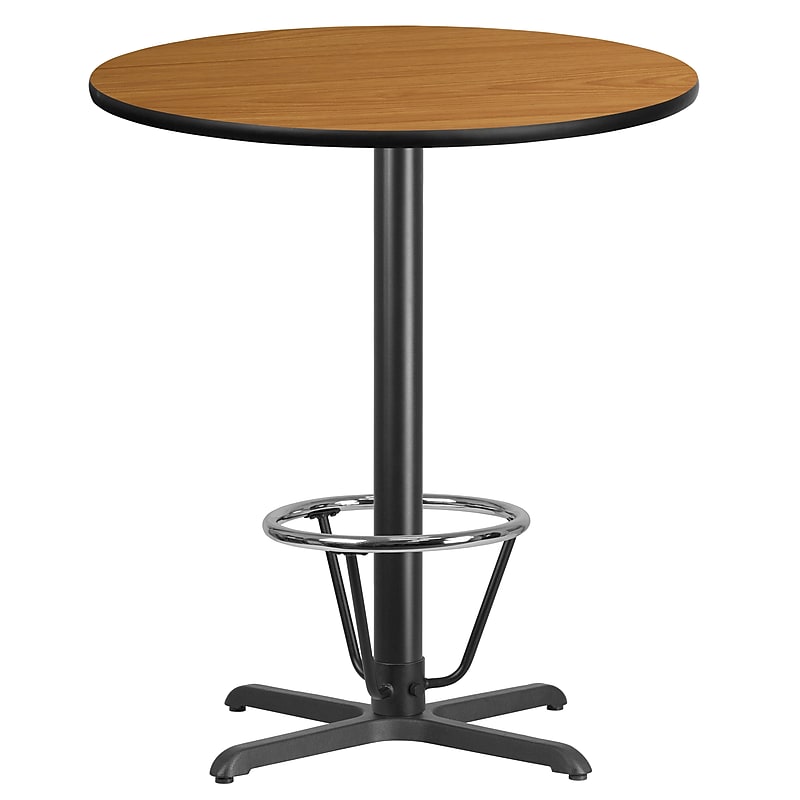 Flash Furniture 36" Round Laminate Table Top with 30" x 30" Bar-Height Table Base, Natural (XURD36NTT30B3F) image 1