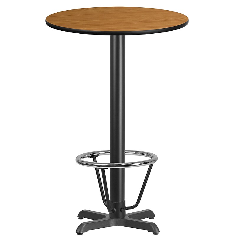 Flash Furniture 24" Round Laminate Table Top with 22" x 22" Bar-Height Table Base, Natural (XURD24NTT22B3F) image 1