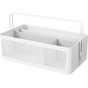U Brands Perforated 4-Compartment Metal Desktop Caddy, White (5720U00-04)