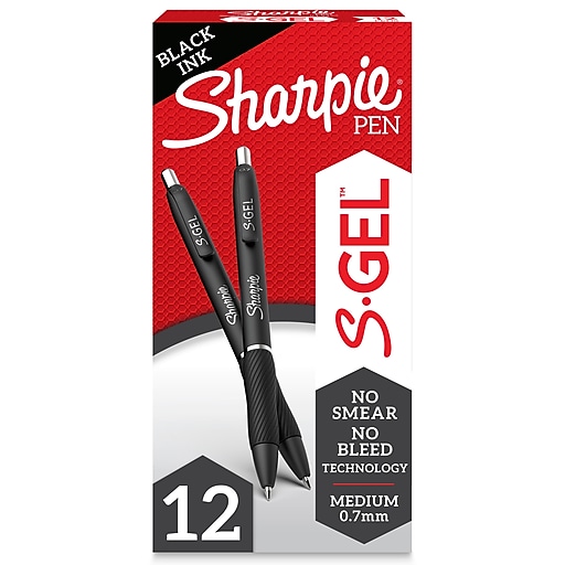 Sharpie S-Gel Retractable Gel Pen, Medium Point, Black Ink, Dozen