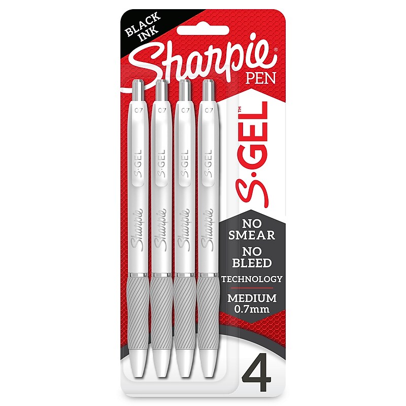 Sharpie S-Gel Retractable Gel Pen, Medium Point, 0.7mm, Black Ink, 4/Pack (2126207) image 1