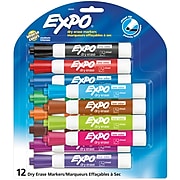 Expo Dry Erase Markers, Chisel Tip, Assorted, 12/Pack (80699)