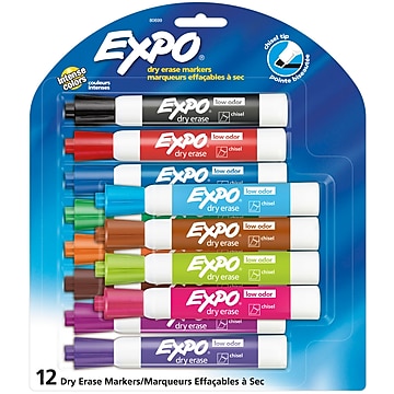 Expo Dry Erase Markers, Chisel Tip, Assorted, 12/Pack (80699)
