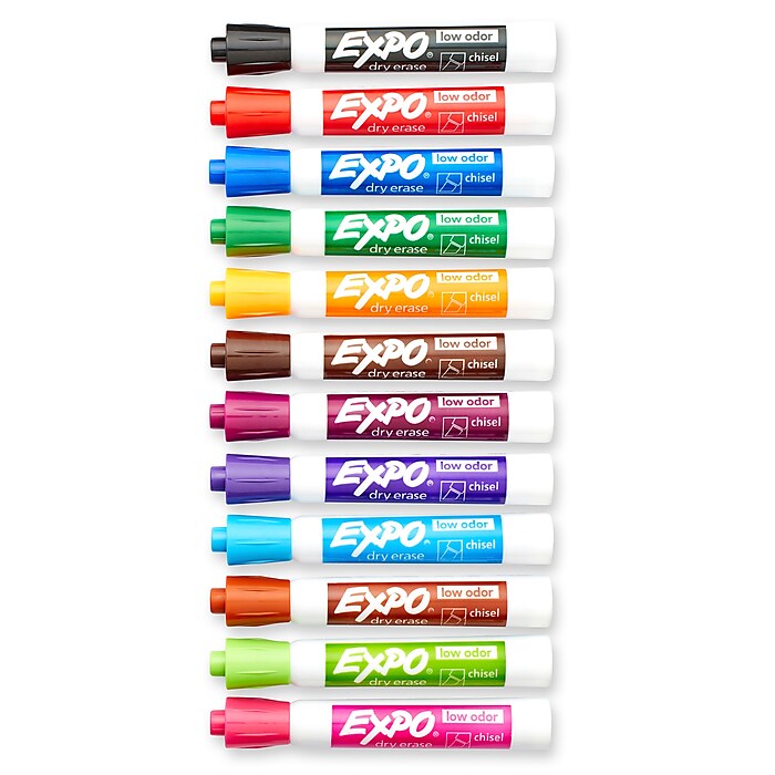 Expo Tank Dry Erase Marker Chisel Tip Assorted 12 Pack 80699 Staples