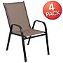 Flash Furniture Brazos Series Outdoor Stack Chair, Brown, 4-Pieces (4JJ303CB)~#|#~sp155708449_sc7