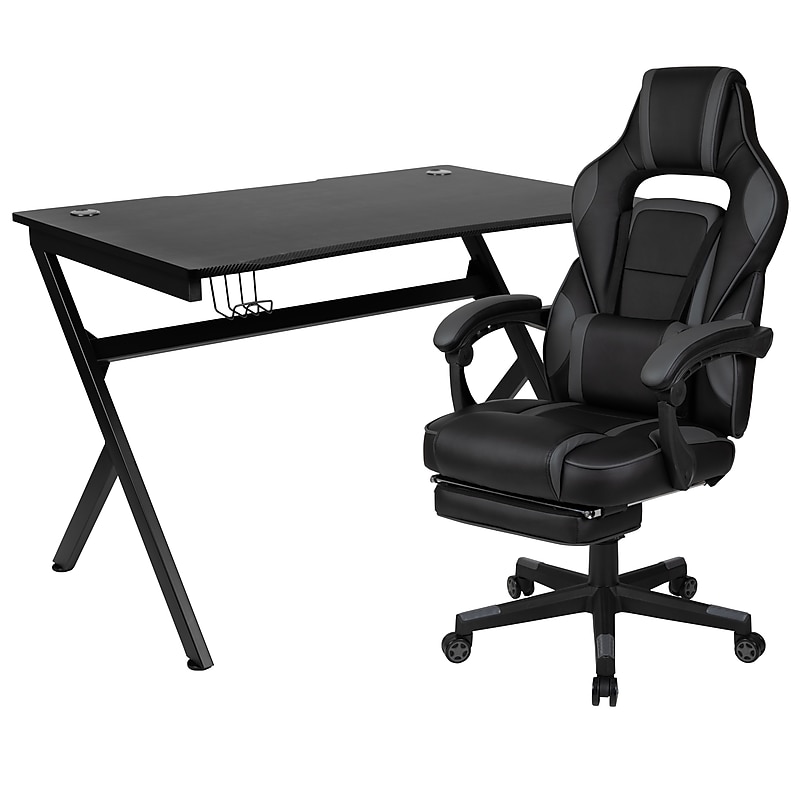 Flash Furniture 45"W Gaming Desk with Black Reclining Back/Arms Gaming Chair with Footrest, Black (BLNX40D1904BK) image 1