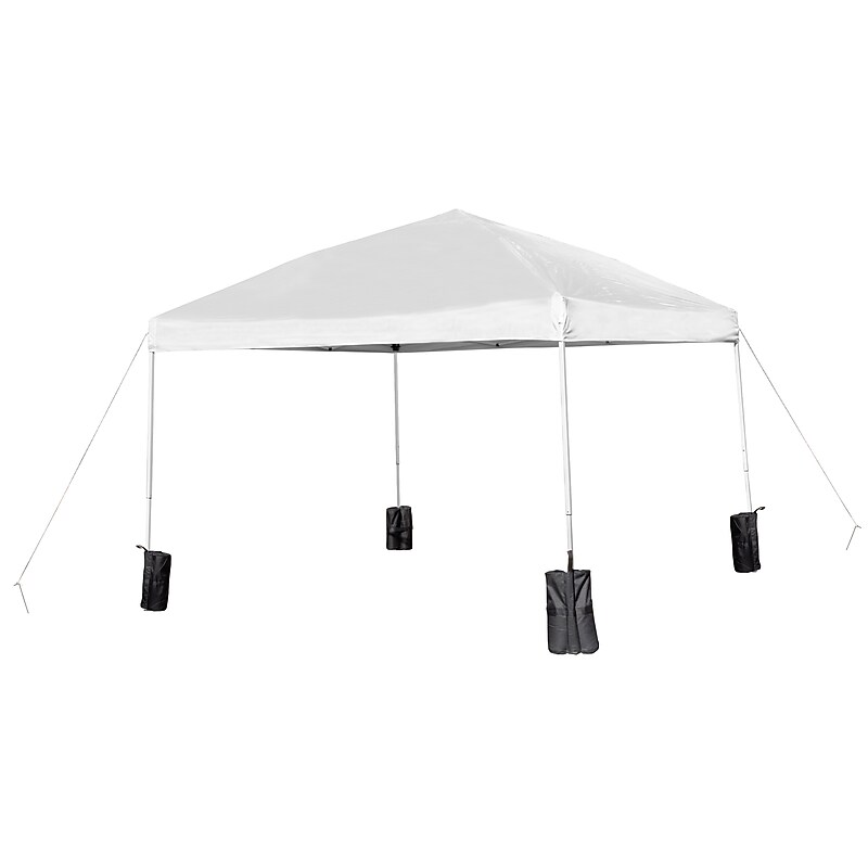 Flash Furniture 10'x10' Pop Up Event Straight Leg Canopy Tent with Sandbags and Wheeled Case, White (JJGZ1010PKGWH) image 1