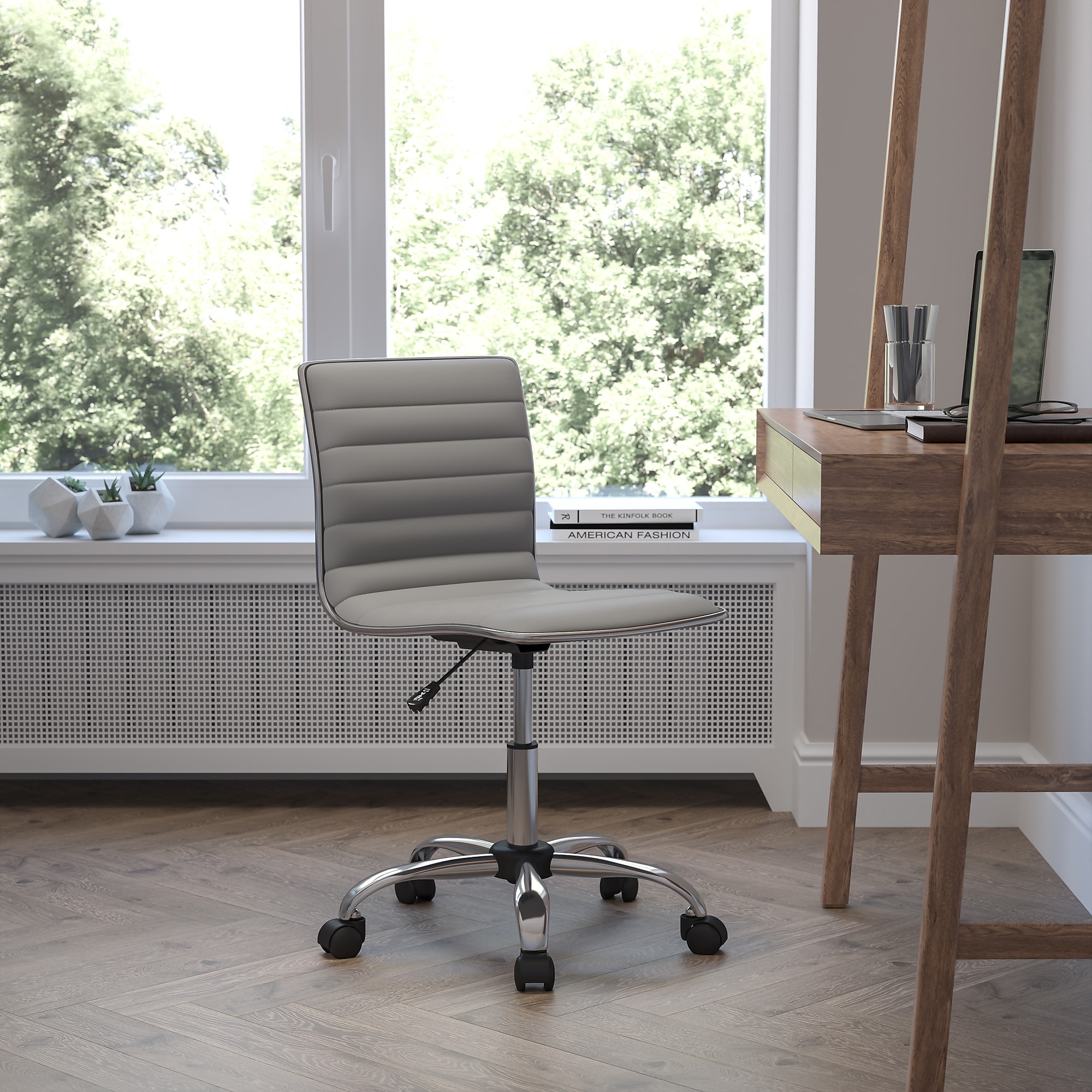 Flash Furniture Alan Armless Vinyl Swivel Task Chair, Light Gray/Chrome (DS512BLTGY) Sansujyuku sansujyuku.com