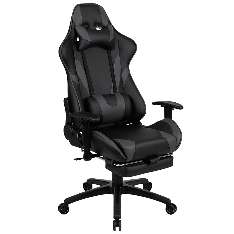 Flash Furniture X30 LeatherSoft Ergonomic Racing Gaming Chair, Gray (CH187230GY) image 1